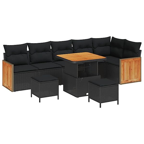 vidaXL Gartensofa-Set mit Kissen 11 Stk Schwarz Poly-Rattan 3365269 günstig online kaufen