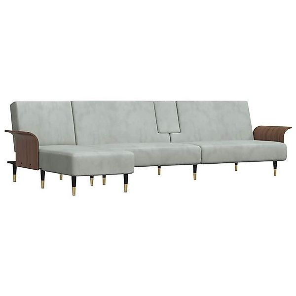 vidaXL Sofa, Schlafsofa in L-Form Hellgrau 279x140x70 cm Samt günstig online kaufen