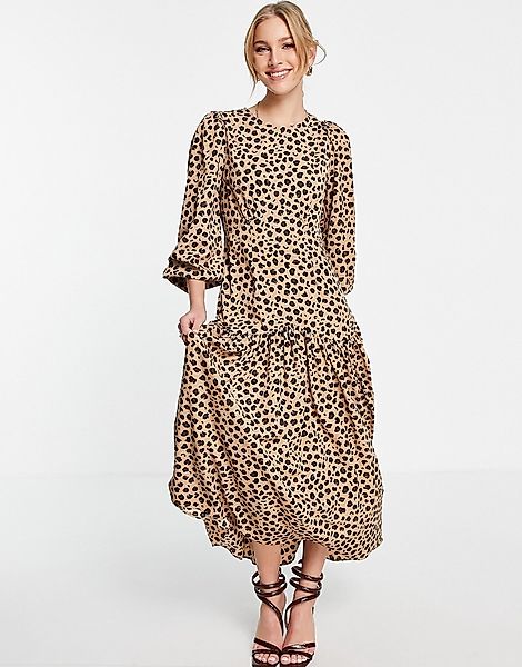 Never Fully Dressed – Lucia Deliah – Kleid in Braun mit Tierfellmuster günstig online kaufen
