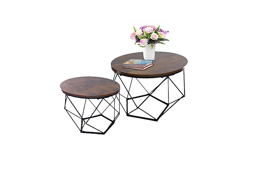 relaxdays Couchtisch 2er Set Industrial Desig, Vintagebraun günstig online kaufen