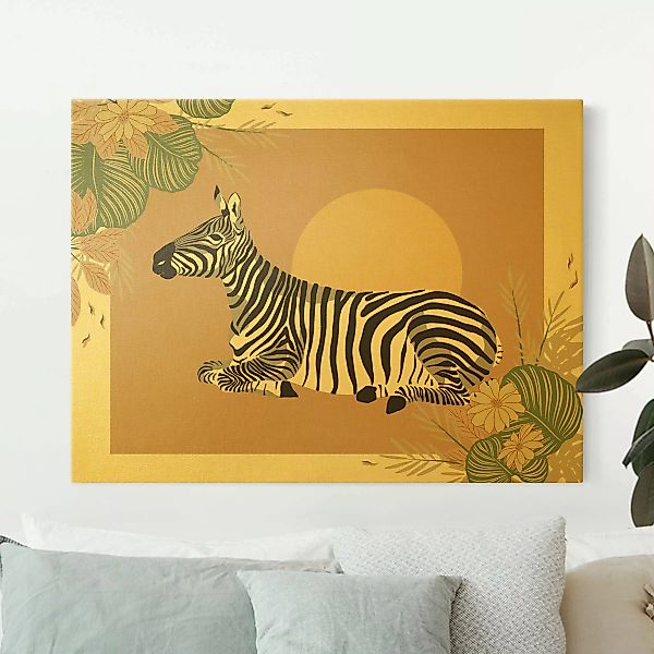 Leinwandbild Safari Tiere - Zebra im Sonnenuntergang günstig online kaufen