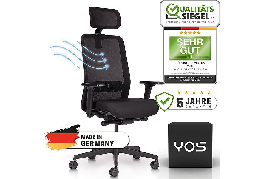 Bürostuhl YOS, integrierte Lordosenstütze günstig online kaufen