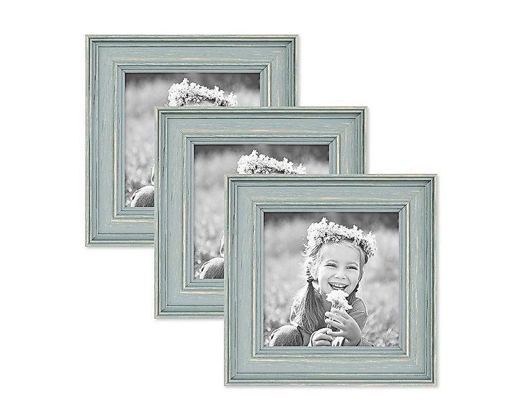 PHOTOLINI Bilderrahmen 3er Set Massivholz-Rahmen im skandinavischen Landhau günstig online kaufen