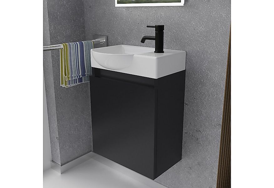 Alpenberger Badmöbel-Set Gäste WC Waschbecken mit Unterschrank - Hängeschra günstig online kaufen