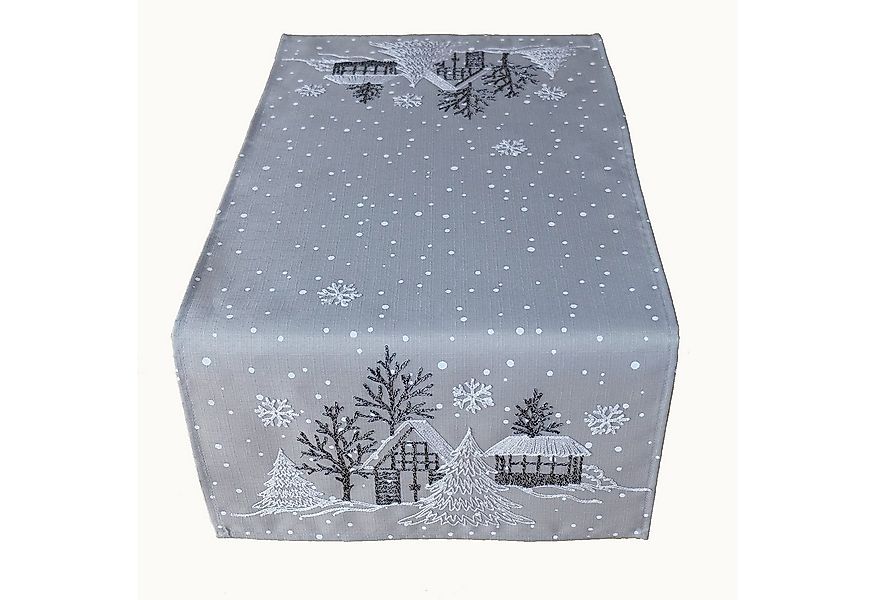 texpot Tischdecke Stickerei Winterdorf Weihnachten Winter (1-tlg) günstig online kaufen
