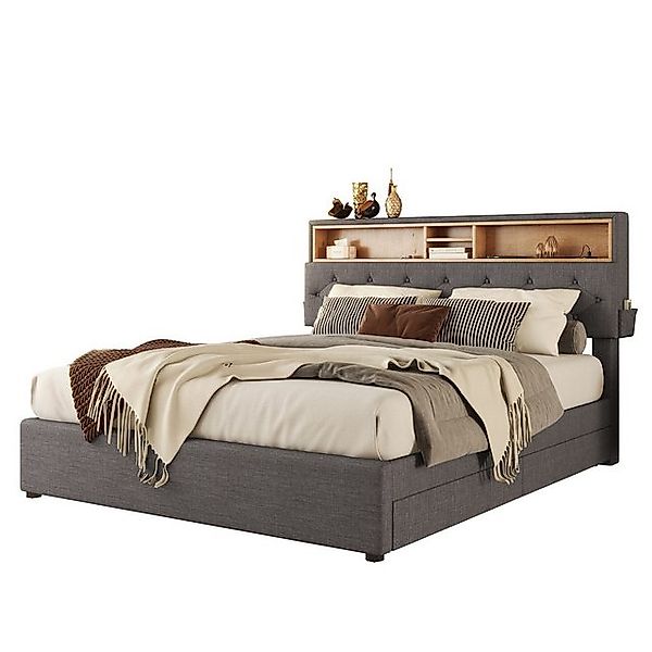 OKWISH Polsterbett Doppelbett Stauraumbett mit Lattenrost günstig online kaufen