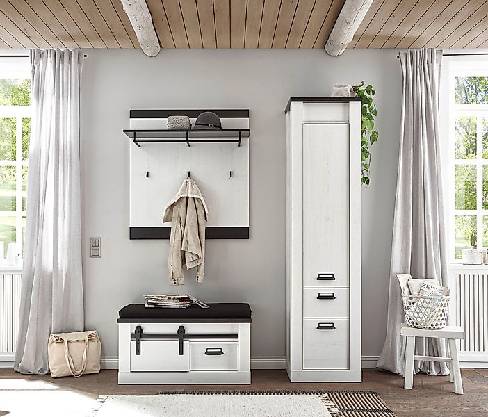 Home affaire Sitzbank "SHERWOOD" modernes Holz Dekor, mit Scheunentorbeschl günstig online kaufen