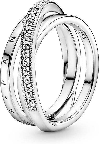 Pandora Fingerring Pandora Dreifach gekreuzter Pavé-Ring günstig online kaufen