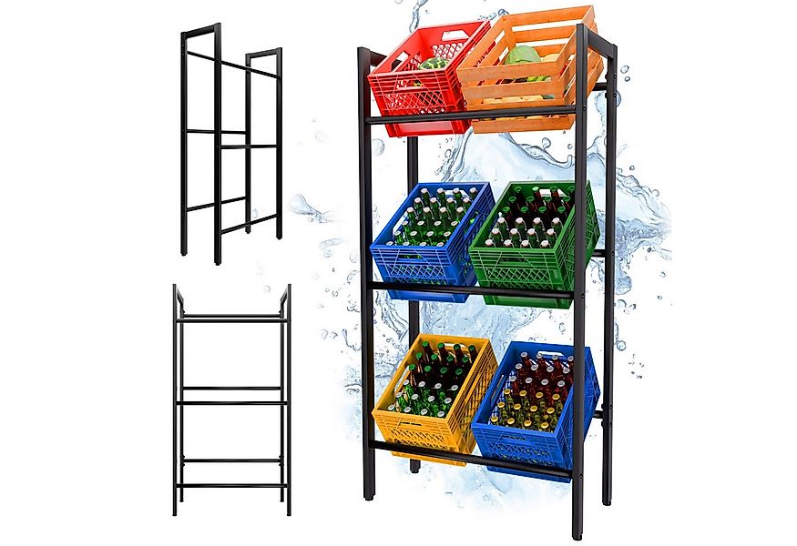 TroniTechnik Regal Getränkekistenregal Stahl schwarz 71x32x140 cm, 3 Ebenen günstig online kaufen