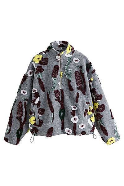 Next Fleecepullover Borgfleece-Troyer mit Jacquard-Blumenmuster (1-tlg) günstig online kaufen