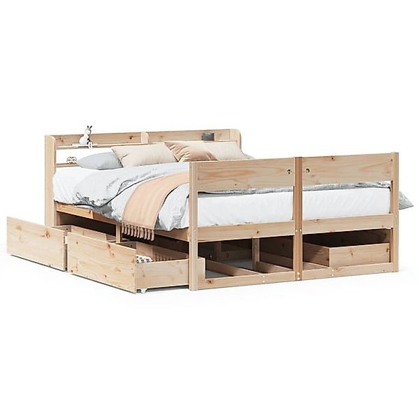 vidaXL Bettgestell Massivholzbett ohne Matratze 140x200 cm Kiefernholz Bett günstig online kaufen