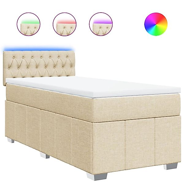 vidaXL Boxspringbett mit Matratze Creme 100x200 cm Stoff 3289291 günstig online kaufen