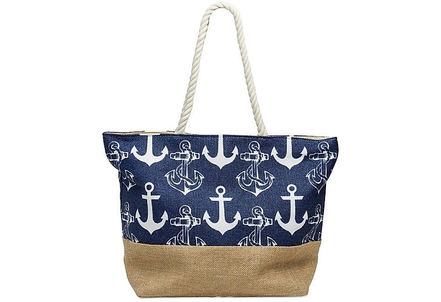 Caspar Strandtasche TS1034 Damen Strandtasche mit Anker Muster günstig online kaufen