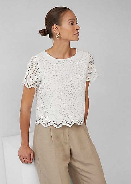 s.Oliver BLACK LABEL Kurzarmbluse Verkürzte Baumwollbluse aus Lochstickerei günstig online kaufen