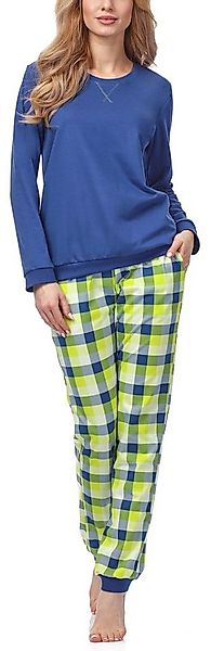 Cornette Schlafanzug Damen Schlafanzug Zweiteiler Pyjama Langarm mit Rundha günstig online kaufen