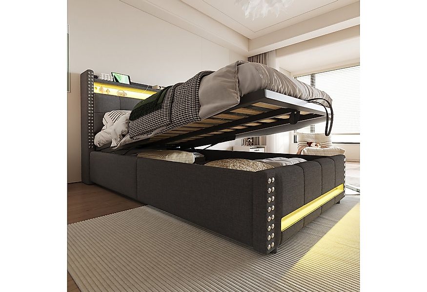 STILVORA Polsterbett 90X200 mit Bettkasten,Boxspringbett mit LED-Beleuchtun günstig online kaufen