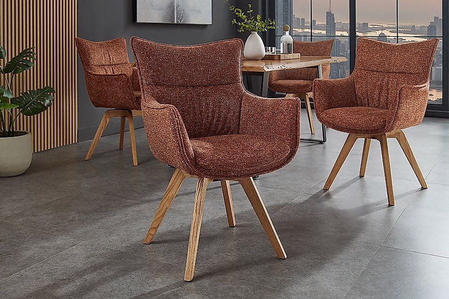 riess-ambiente Drehstuhl VOGUE rost braun/natur - Strukturstoff, Eiche, 360 günstig online kaufen