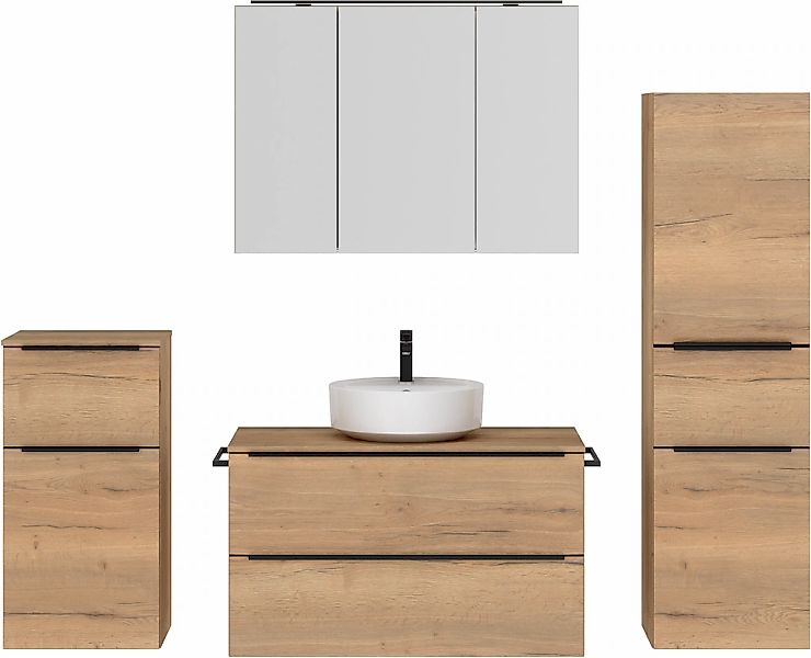 nobilia Badmöbel-Set, (4 St., vormontiert, mit Soft-Close), inkl. Spiegelsc günstig online kaufen