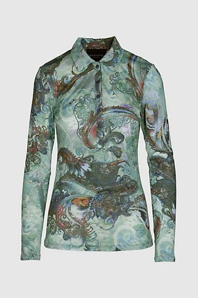 Boscana Polokragenpullover Poloshirt in Grün mit Paisley Print günstig online kaufen