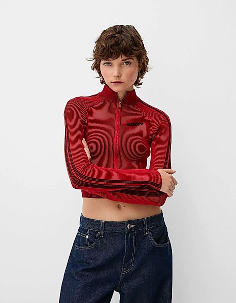 Bershka Jacke Mit Stehkragen Und Print Damen S Rot günstig online kaufen