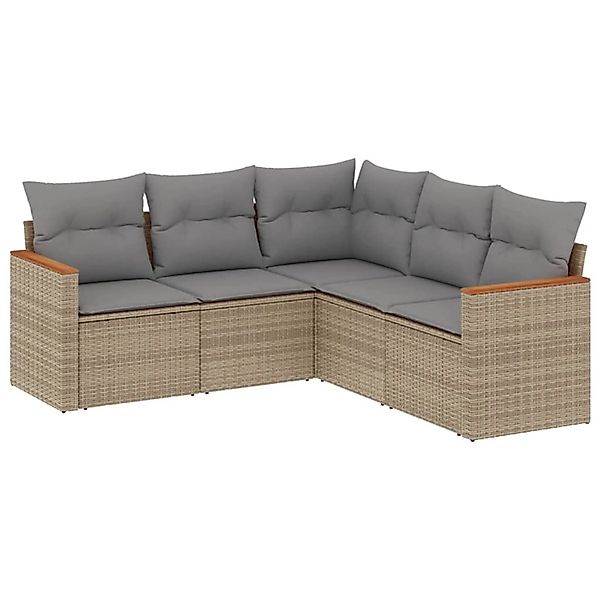 vidaXL 5-tlg Garten-Sofagarnitur mit Kissen Beige Poly Rattan Modell 159 günstig online kaufen