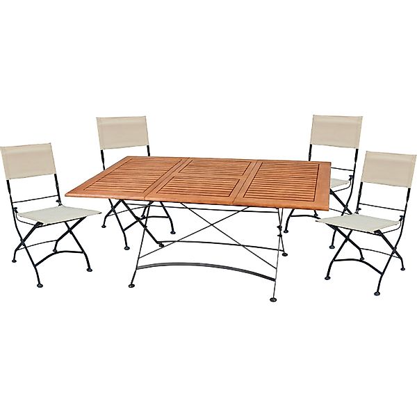 Garden Pleasure Gartenmöbel-Set Triest 5-teilig mit Ausziehtisch Braun FSC® günstig online kaufen