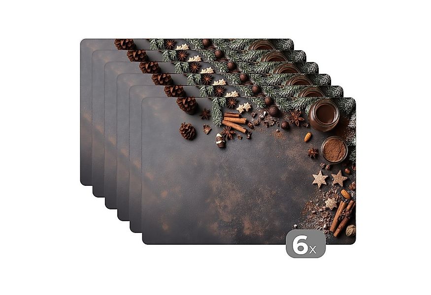MuchoWow Platzset Zimt - Weihnachten - Braun - Bronze, (6-St), Platzsets, T günstig online kaufen