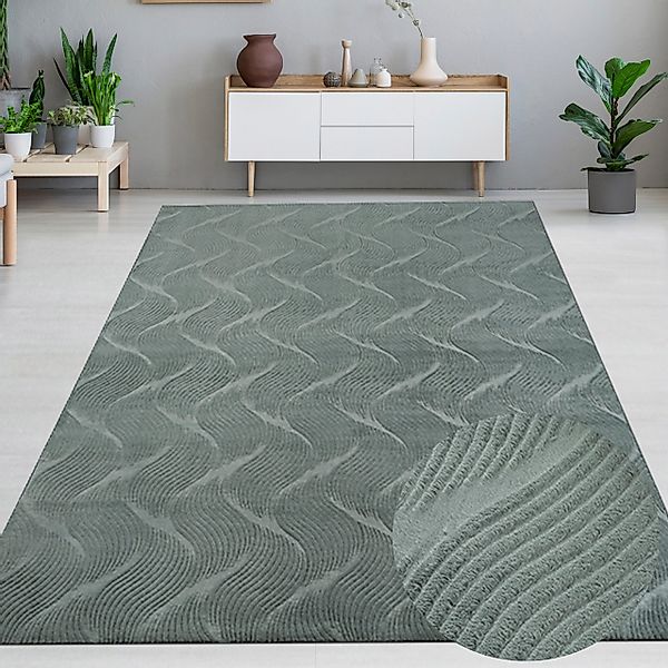 Carpetia Teppich Schöner Wohnzimmerteppich dünn Wellenmuster günstig online kaufen