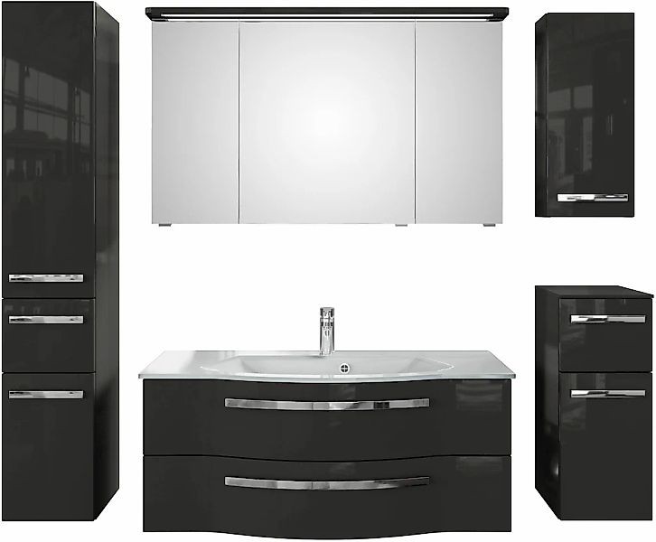 Saphir Badmöbel-Set "Serie 4005, vormontiert, Glaswaschbecken, Spiegelschra günstig online kaufen