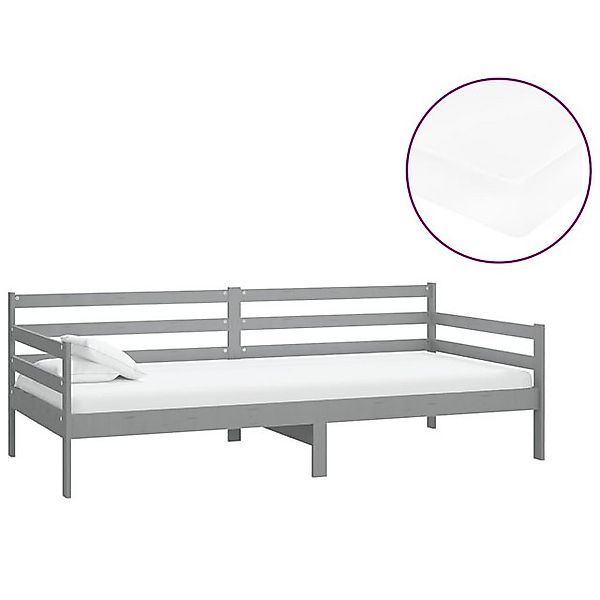 vidaXL Bett, Tagesbett mit Matratze 90x200 cm Grau Kiefer Massivholz günstig online kaufen