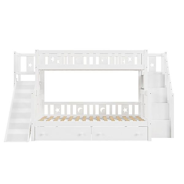 IDEASY Etagenbett Jugendbett, Kinderbett, weiß, 90*200/140*200 cm, mit Zaun günstig online kaufen