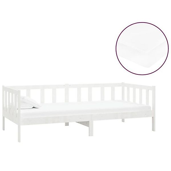 vidaXL Bett Tagesbett mit Matratze 90x200 cm Weiß Kiefer Massivholz günstig online kaufen