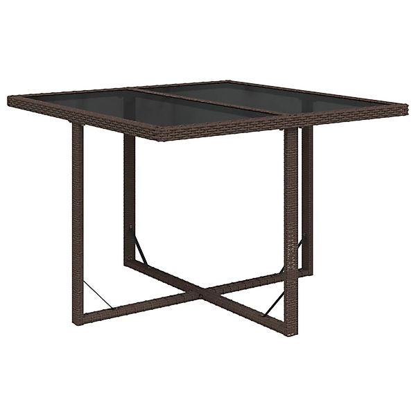 vidaXL Gartentisch Braun 109x107x74 cm Poly Rattan und Glas 316788 günstig online kaufen