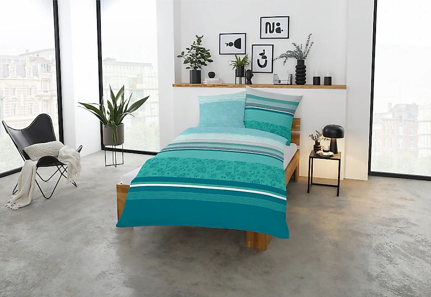 CASATEX Bettwäsche »Teri«, zarte Blüten und Streifen, frische, elegante Far günstig online kaufen
