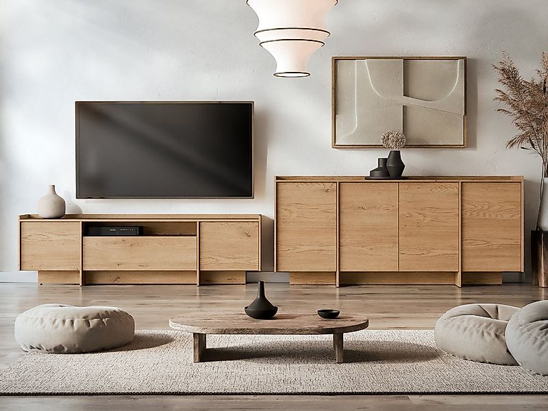 MIRJAN24 Wohnzimmer-Set Japandi, (2er-Set, Kommode, TV-Lowboard), Grifflose günstig online kaufen