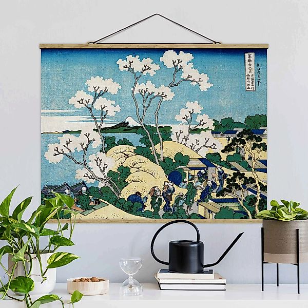 Stoffbild Strand mit Posterleisten - Querformat Katsushika Hokusai - Der Fu günstig online kaufen