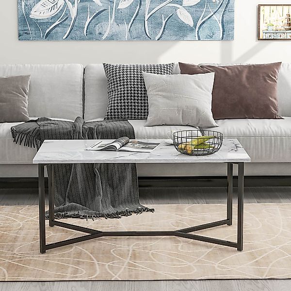 Rechteck Couchtisch aus MDF, 106x55x45 cm, Weiß günstig online kaufen