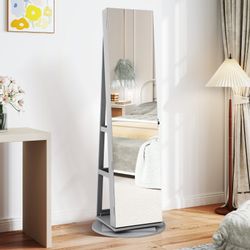 COSTWAY Schmuckschrank mit Ganzkörperspiegel & LED günstig online kaufen