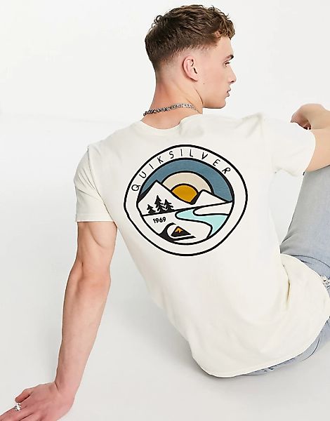Quicksilver – T-Shirt in Weiß mit Bergmotiv-Neutral günstig online kaufen