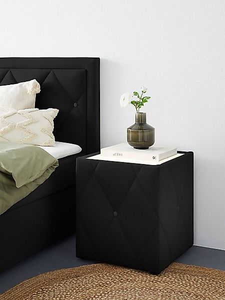 Home affaire Nachttisch Alfie, mit Beleuchtung und Bezug aus Samtverlours günstig online kaufen