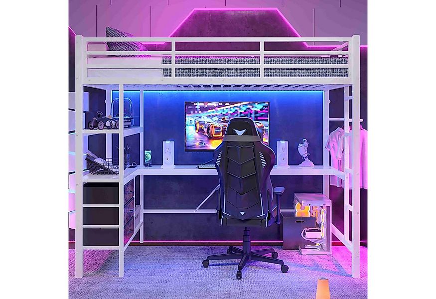 BlingBin Hochbett (1-St., mit LED-Licht, USB, Schreibtisch & Stauraum) 90x2 günstig online kaufen