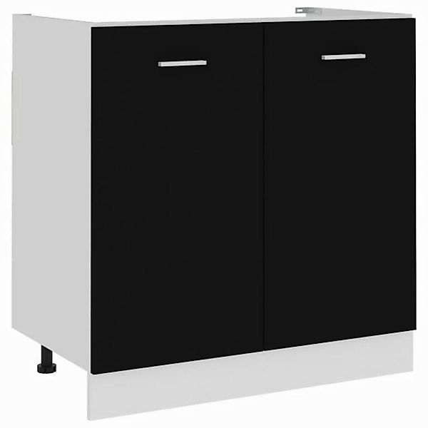 DOTMALL Spülenunterschrank Spülenunterschrank Schwarz 80x46x81,5 cm Holzwer günstig online kaufen