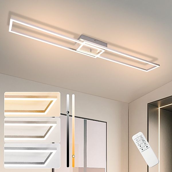 Nettlife LED Deckenleuchte Schlafzimmer Silber Dimmbar 64CM 36W Geometrisch günstig online kaufen