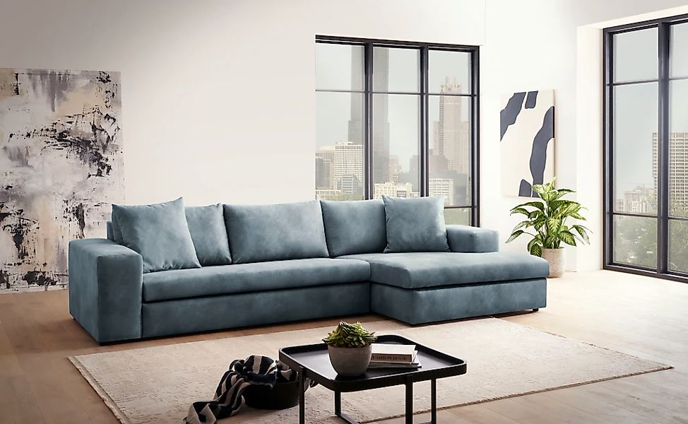andas Ecksofa "SLEETLAND XXL in Samtvelours oder Vintage-Leder-Optik, L-For günstig online kaufen