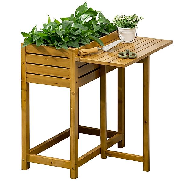 Outsunny Hochbeet Blumenkasten 64 x 80 x 30 cm mit klappbarer Tischplatte u günstig online kaufen
