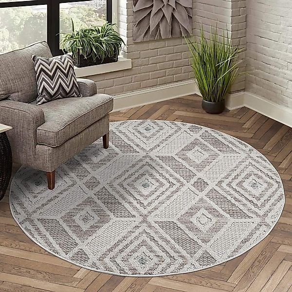 Carpet City Teppich "LINDO 8875" rund 11 mm Höhe Kurzflor, Hochtief-Muster/ günstig online kaufen