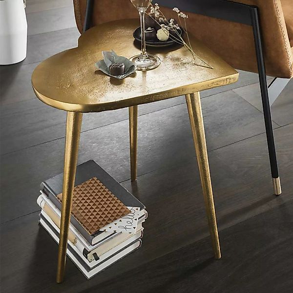 Beistelltisch Sofa mit herzförmiger Tischplatte Goldfarben günstig online kaufen
