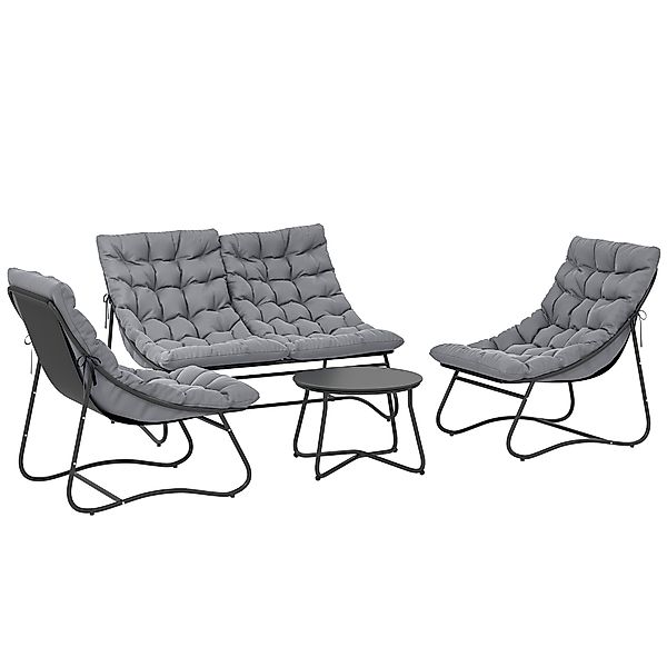 Outsunny Stahl Gartenmöbel Set 4 Personen wetterfest Balkonmöbel-Set mit 2e günstig online kaufen