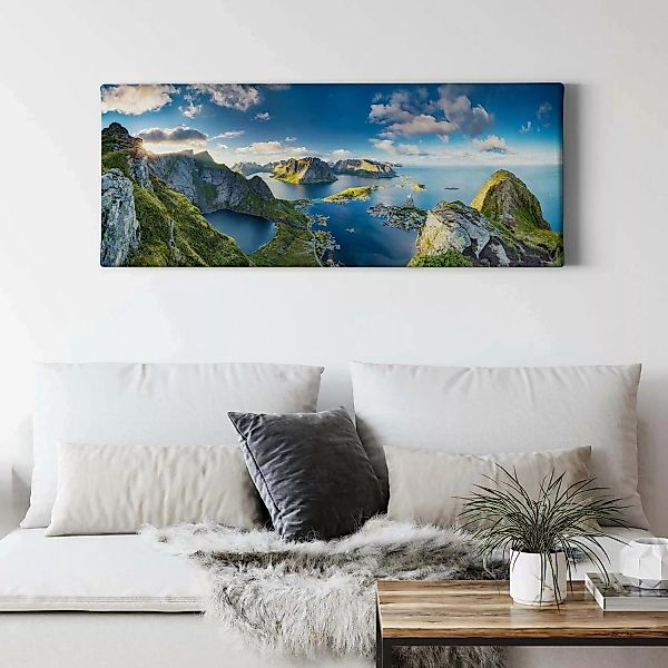 Bricoflor Panorama Bild Mit Berglandschaft Wandbild Mit Meer Motiv In Blau günstig online kaufen