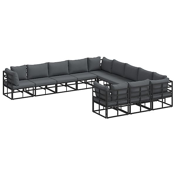 vidaXL Garten-Sofa-Set mit Kissen 11-Tlg Schwarz Aluminium 3378922 günstig online kaufen